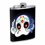 Day Of The Dead Ghost Em1 Flask 8oz Stainless Steel Hip Drinking Whiskey