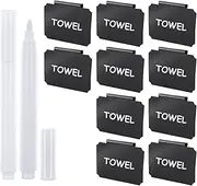 12 Pieces Basket Labels Clip on Set, Include 10 Pieces Kitchen Clip Label Holder Removable Pantry Basket Labels with 2 Pieces White Chalk Marker for Storage Bins Organization Box (Black)