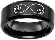 [Generic] Couple Ring with "Together Forever" & Infinity Hearts Design Titanium Steel Band
