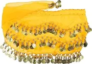 [Yardwe] Belt Waist Belt Scarf Scarves Tulle Skirt Adult Women Denim Skirt Belly Dancer Outfit Black Skirt Sequin Dress Costume Dancer Accessory Belly Dancer Skirts Iron Yellow