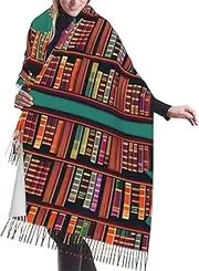 [DRTGEDS] Library Bookshelf Scarfs For Women Fall Winter Scarves Pashmina Shawls And Wraps For All Season Christmas Gift