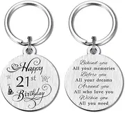 [FALOGI] 21st Birthday Keychain, Happy 21 Year Old Birthday Gifts for Men Women, for Him Her