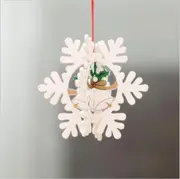 3D Wooden Christmas Tree Hanging Ornament - White Xmas Snowflake