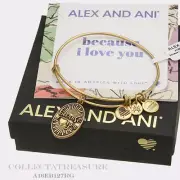 Authentic Alex and Ani Because I Love You (ii) Rafaelian Gold Charm Bangle