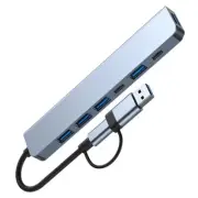 Sleek Design 7 Ports USB3 0 USB C Hub Docking Station with Card Reader