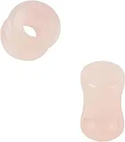 [AccGin] Natural Amethyst/Rose/Moonstone Quartz Stone Double Flared Tunnel Plug Gauges Earrings, Sold As Pair 5mm-12mm
