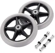 [OwnMy] 2PCS of 6 Inch Rubber Wheel Replacement Wheelchair Front Wheels Rollator Walker Anti-Slip Replacement Casters Rollers Wheels Universal Wheelchair Replacement Wheel Accessories, Grey