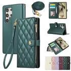 Leather Crossbody Strap Wallet Case For Samsung Galaxy S24 S23 S22 A55 A35 A15