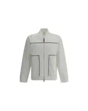 Brunello Cucinelli ZipUp Knit Bomber Jacket Men White Sweaters