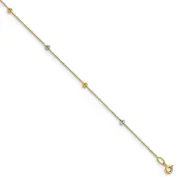 14K Two-Tone Polished D/C With 1In Ext. Anklet