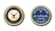 U.S. Navy USS Lake Champlain CVA-39 Silhouette Veteran Challenge Coin