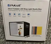 Puluz Foldable LED Ring Light Studio 25cm 12 Color Backdrops High CRI Color Temp