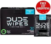 DUDE Wipes On-The-Go Flushable Wet Wipes 30 Wipes