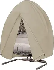 Easy-Going Patio Hanging Egg Chair Cover, UV Resistant Waterproof Outdoor Double Seat Swing Chair Cover with Zipper, Camel