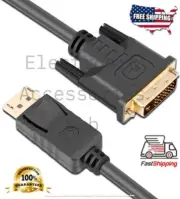 5X Lot 6,10ft Gold Plated DisplayPort to DVI-D Male Dual Link Adapter 1080p