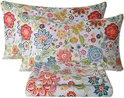Bedlifes Single Bed Sheets Floral Sheets Ultra Soft Flower Patterned Printed Sheet Set Deep Pocket Flat Sheet& Fitted Sheet& Pillowcase 100% Microfiber 3 Piece Single Size Spring
