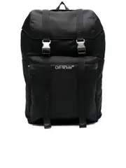Off-White Foldover Top Backpack With Logojacquard Straps