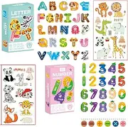 2 Boxes /52 PCS Magnetic Uppercase Letters and Numbers, Educational Learning Toys for 3 4 5 Years Old Kids (26 Colorful Alphabet Letters, 20 Numbers and 6 Symbols