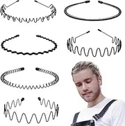 KELUBATU Mens Hair Band Sports Hair Bands Men, Non-Slip Sports Fashion Headband, Metal Hair Band Men, Hair Hoop Outdoor Sports, Weddings And Daily Wear (6 Pcs)