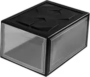 HEALEEP 1Pc Transparent Plastic Shoes Container Sturdy Assembly Shoe Box for Home Storage Ergonomic Handle for Sneakers Clothes Handbags Socks Black