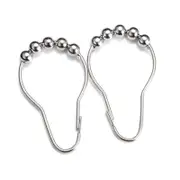 12 Pcs/Set Rustproof Stainless Steel Curtain Rings Hook Bathroom Shower Curtain Ring
