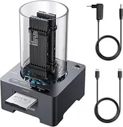 M.2 SSD Docking Station, Chipset JMS581LT for All NVMe and NGFF SSD, CFexpress Type-B Card Reader, USB 3.2 Gen2 10Gbit/s, 60 mm Quiet Fan, 2 x Cables, Power Supply