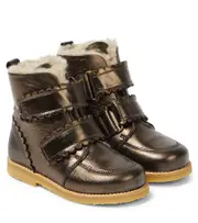 Petit Nord Scalloped shearling-lined leather lace-up boots