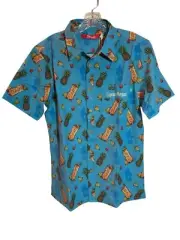 Shinesty Shirt Men's Med Blue Captain Morgan Pineapple Hawaiian Adult NWT