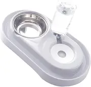 PERSELOSO Portable Splash Dual Bowl Water Fountain for Pets Automatic Drinking Feeder with Water Bottle Creative Pet Feeding for Cats and Dogs Beige