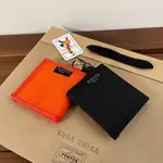 全新真品日本製 日本吉田 PORTER 壓縮式 簡約LOGO布標 黑橘雙色尼龍 零錢包．二入組