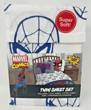 Marvel Comics Spiderman Twin Size Sheet Set - 3 Piece Kid’s Bedding- Super Soft