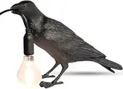 Raven Table Lamp - Crow Desk Lamp - Lifelike Resin Raven Light, Birds Table Light for Bedside Bedroom Living Room Decor (Black)
