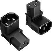 (2 Pack) Tekit IEC320 C14 to C13 Power Adapter PDU/UPS Plug/Socket up 90 ° AC250V 10A IEC 320 C14 Male to C13 Female Right Angle IEC Converter Plug LCD/LEC Wall Mount Adapter for TV