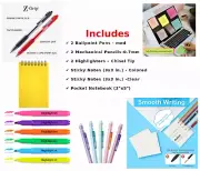 Essential Note-Taking Bundle - Pens, Pencils, Highlighters, Sticky Pads Notebook