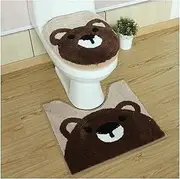 LVNPNGVFAC 3pcs/Set Super Soft Thicken Bathroom Toilet Seat Cover Cartoon Warm Lid Closestool Anti Slip Water Absorption Mat(A)