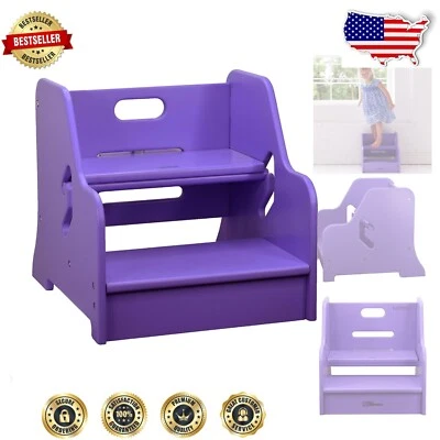 Compact & Stylish Toddler Step Stool with 2-Position Height Adjustment in Lilac