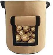 Potato Grow Planter Container Bag Pouch Root Plant Growing Pot Side Window GN (7 Gallon, Brown)