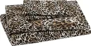 Elite Home Products Microfiber 90 GSM Whimsical Printed Deep-Pocketed Sheet Set, Zara Leopard, Queen