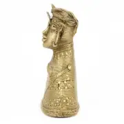 Antique Finish Brass Tribal Women Bust With Hoop Earrings Figurine Statue