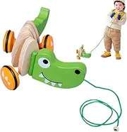 Pull Along Walking Toy - Wooden Pull Along Walking Toy Toddler Toy,Push Developmental Pull Toys Kids Toy with String for Boys & Girls