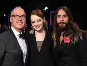 Michael Keaton Emma Stone Jared Leto pose backstage at TNT's 21st - Old Photo 1