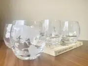 Etched Whiskey Globe Glasses