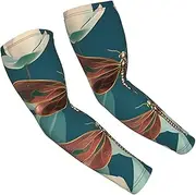 [FSCEV] Dragonfly And Lotuses Sun Protection Arm Sleeves Outdoor Essentials Cooling Compression Golf Hiking Cycling