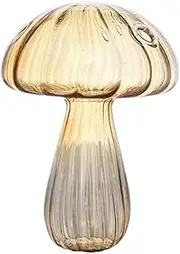 Mushroom Glass Vase Aromatherapy Bottle Home Hydroponic Flower Table Simple Decoration (Color : Yellow)
