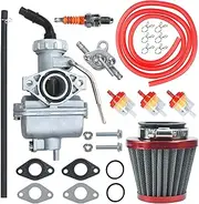 HOLATO PZ20 Carburetor Carb Air filter Fuel Line Kit for 50cc-125cc Taotao ATA-110B 125D Boulder B1 T-Force Coolster Apollo kazuma Kids ATV Four Wheeler Quad XR70 XR80 CRF70 CRF80F Dirt Pit bike Red