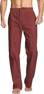 [SWJGLITTR] Mens Cargo Casual Multi Pocket Trousers Loose Fit Elastic Waist Workwear Pants Baggy Hiking Cargo Work Pants, Red, M