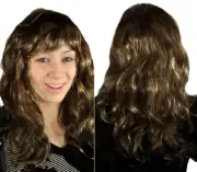 Tamara Long Brown Wavy Wig with Swept Fringe Synthetic Cosplay Costume