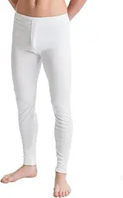 [FIANA FASHIONS] Men's Thermal Trousers Long Johns Warm Bottom Ultra Soft Brushed Inside Warm Underwear for Winter and Coolest Weathers, White, L