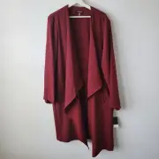 Nine West womens Draped Open-Front Topper Jacket size XL red long sleeve