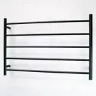 RADIANT Heated Towel Rail/Rack ROUND Bar BLACK - 950 x 600mm - Bottom LEFT po...